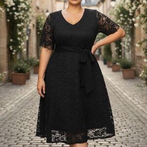 Elegant Black Lace Dress - Size 22 Plus Size